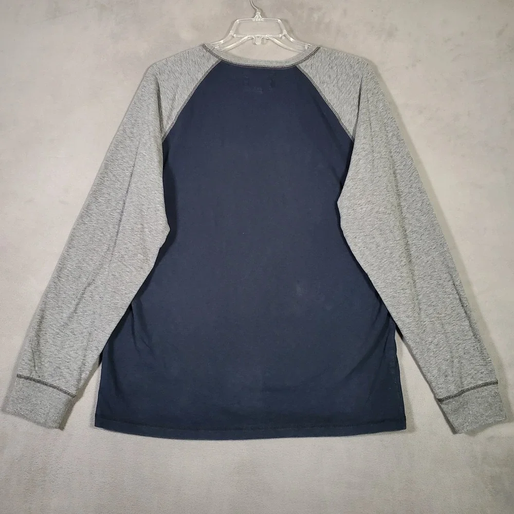 American Eagle Y2K Shirt Mens XL Blue Gray Embroidered Logo Vtg Raglan Grunge - Picture 2 of 8